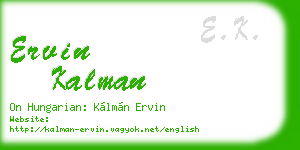 ervin kalman business card