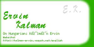 ervin kalman business card